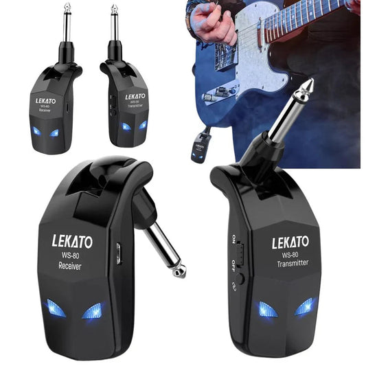 LEKATO Wireless Guitar Transmitter Receiver Audio System 2.4Ghz ISM 4 Channel Ausie Sales