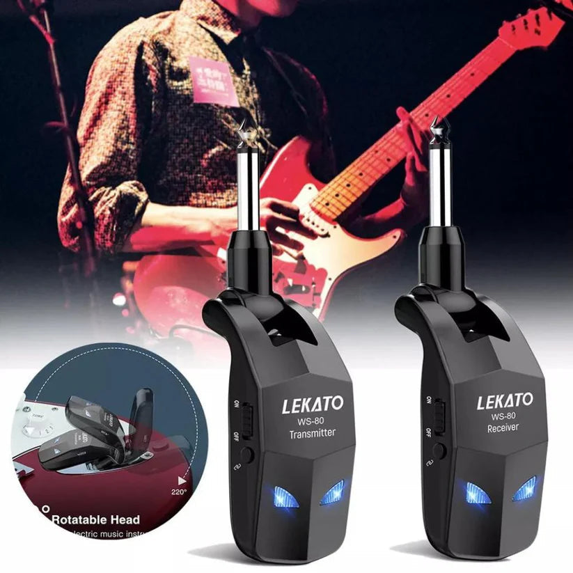 LEKATO Wireless Guitar Transmitter Receiver Audio System 2.4Ghz ISM 4 Channel Ausie Sales