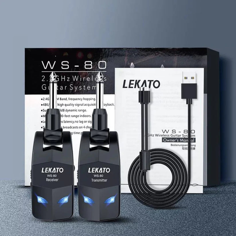 LEKATO Wireless Guitar Transmitter Receiver Audio System 2.4Ghz ISM 4 Channel Ausie Sales