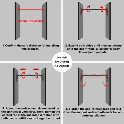 METEOR Pull Up Bar Door Bar Wall Exercise Home Gym Workout Chin Up Doorway Ausie Sales