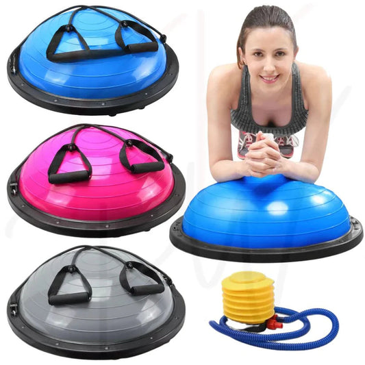 Pilates Balance Ball Gym Exercise Training Half Fitness w/ Pump & Band Yoga Ausie Sales