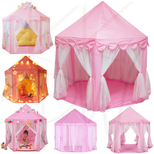 Pink Princess Castle Play Tent Kids Teepee Play House Outdoor Indoor Ausie Sales