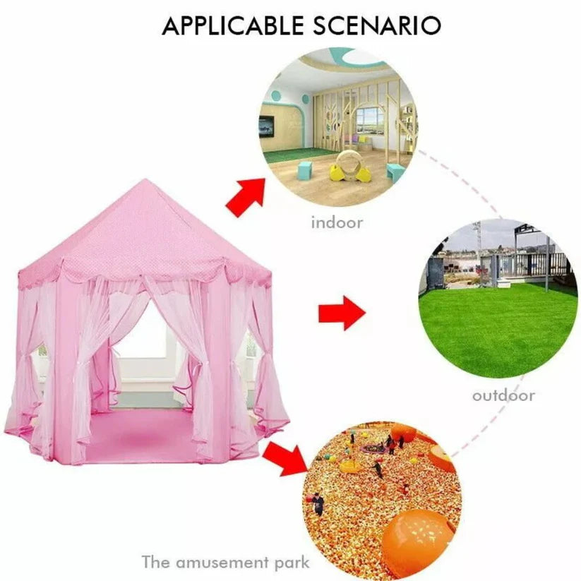 Pink Princess Castle Play Tent Kids Teepee Play House Outdoor Indoor Ausie Sales
