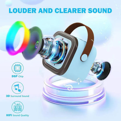 Portable Kids Mini Karaoke Machine with 2 Microphones Wireless Bluetooth Speaker Ausie Sales