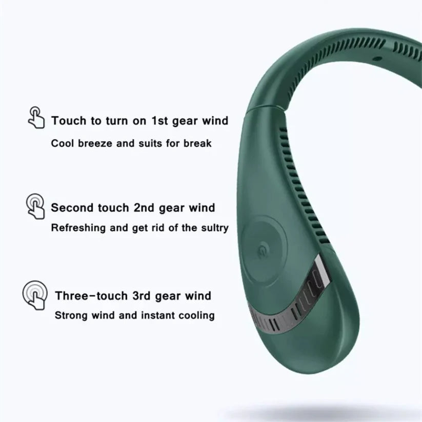 Portable Mini Neck Fan Hanging USB Rechargeable Cooling Air Cooler Bladeless Ausie Sales