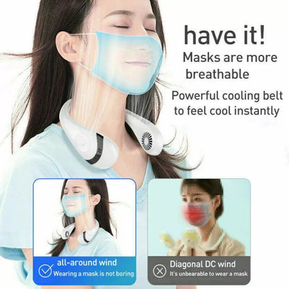 Portable Mini Neck Fan Hanging USB Rechargeable Cooling Air Cooler Bladeless Ausie Sales