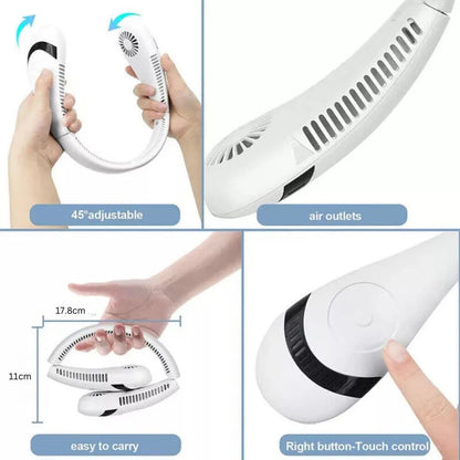 Portable Mini Neck Fan Hanging USB Rechargeable Cooling Air Cooler Bladeless Ausie Sales