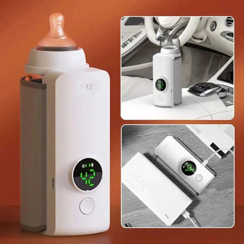 Portable USB Rechargeable Baby Bottle Warmer with Temperature Display Milk Heater Ausie Sales
