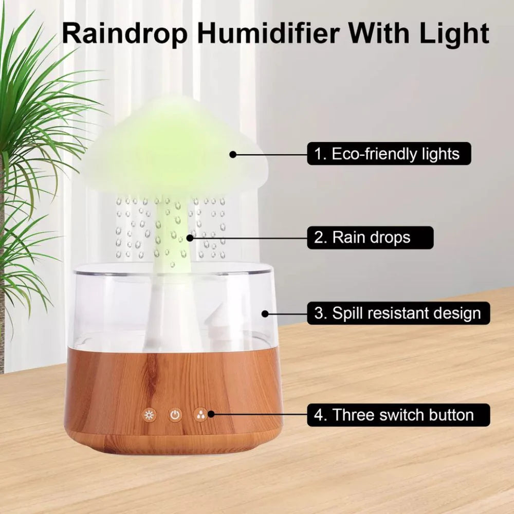 Rain Cloud Humidifier Desk Lamp Relaxing Aromatherapy USB Raindrop Sound Diffuser Ausie Sales