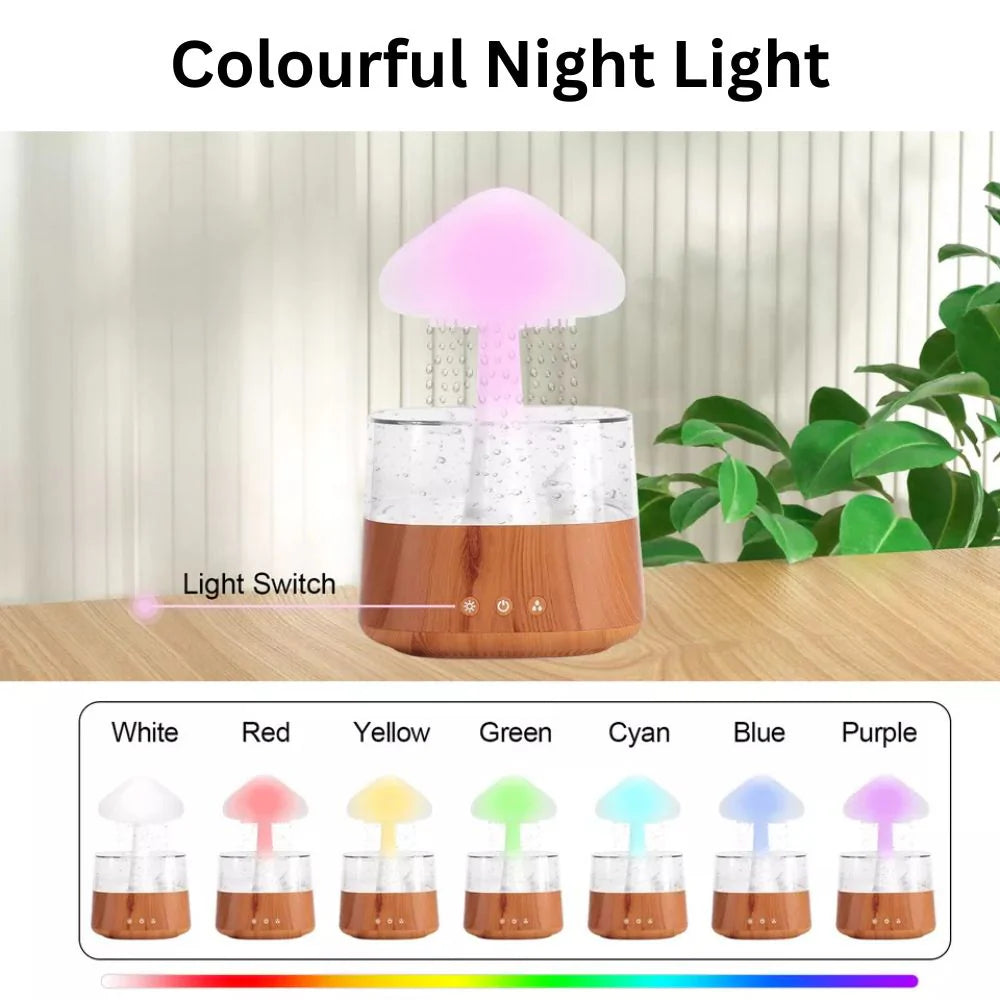 Rain Cloud Humidifier Desk Lamp Relaxing Aromatherapy USB Raindrop Sound Diffuser Ausie Sales