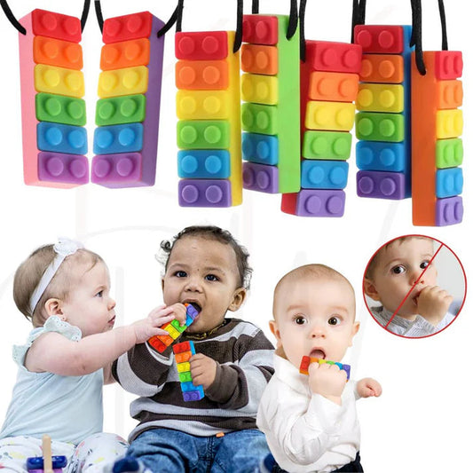 Rainbow Brick Sensory Chew Necklace For Biting, Teething, Autism, ADHD & Fidgeting My Store