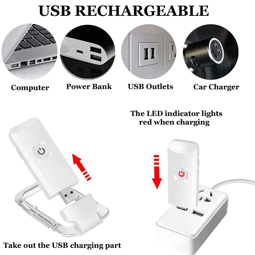 Rechargeable Book Night Reading Light USB Clip on Mini LED Lamp White Flexible Ausie Sales