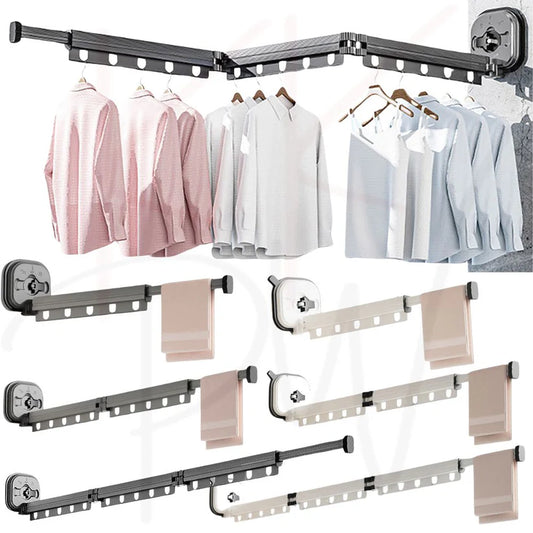 Retractable Folding Clothes Hanger Wall Mounted Cloth Drying Rack Space Saving - Ausie Sales