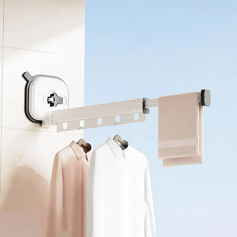 Retractable Folding Clothes Hanger Wall Mounted Cloth Drying Rack Space Saving - Ausie Sales