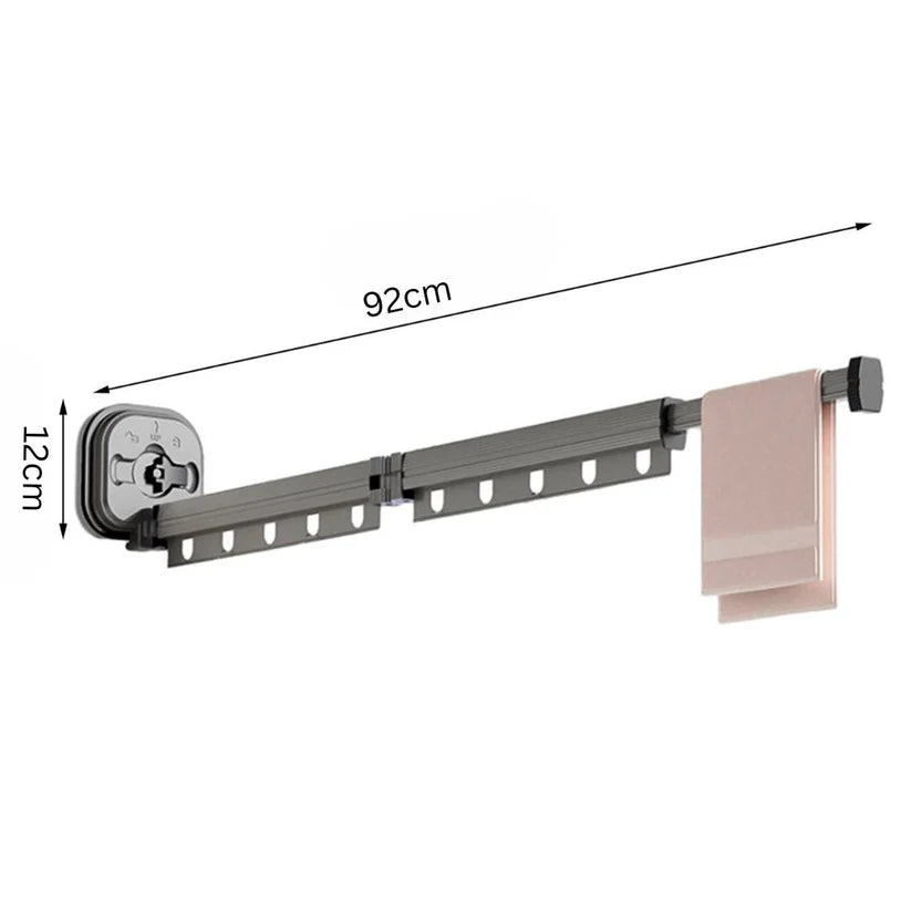 Retractable Folding Clothes Hanger Wall Mounted Cloth Drying Rack Space Saving - Ausie Sales