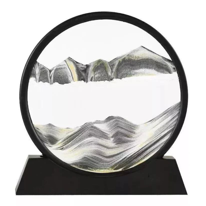 Round Glass Moving Sand Art Picture Quicksand Sea Sandscape 3D Deep Painting Ausie Sales