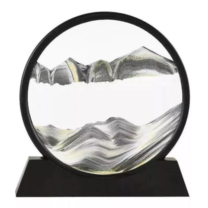 Round Glass Moving Sand Art Picture Quicksand Sea Sandscape 3D Deep Painting Ausie Sales