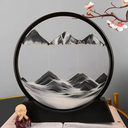 Round Glass Moving Sand Art Picture Quicksand Sea Sandscape 3D Deep Painting Ausie Sales