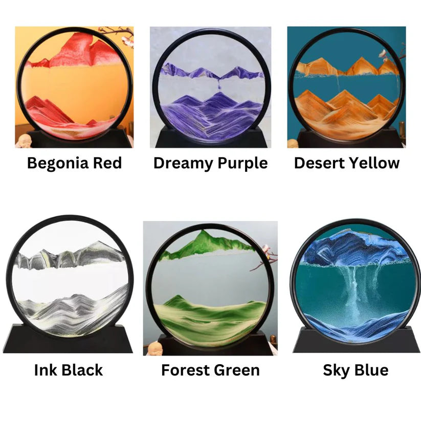 Round Glass Moving Sand Art Picture Quicksand Sea Sandscape 3D Deep Painting Ausie Sales