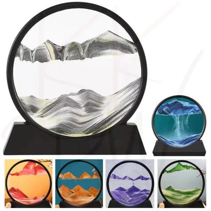Round Glass Moving Sand Art Picture Quicksand Sea Sandscape 3D Deep Painting Ausie Sales