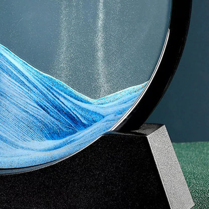Round Glass Moving Sand Art Picture Quicksand Sea Sandscape 3D Deep Painting Ausie Sales