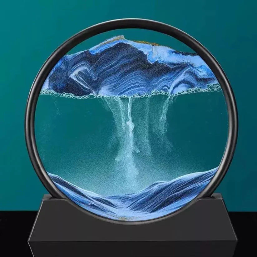 Round Glass Moving Sand Art Picture Quicksand Sea Sandscape 3D Deep Painting Ausie Sales