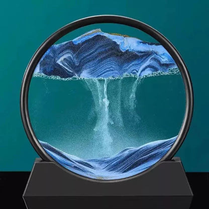 Round Glass Moving Sand Art Picture Quicksand Sea Sandscape 3D Deep Painting Ausie Sales