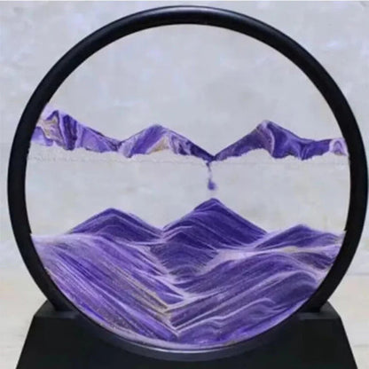 Round Glass Moving Sand Art Picture Quicksand Sea Sandscape 3D Deep Painting Ausie Sales