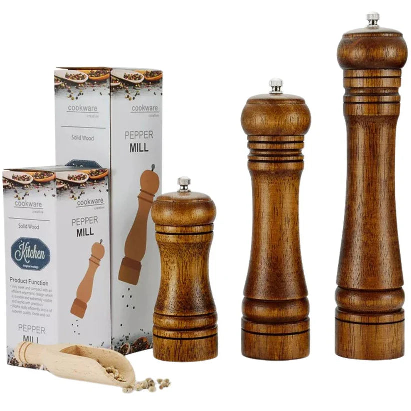 Salt Pepper Grinder Oak Mill Manual Multipurpose Bottle Cruet Kitchen Tools Ausie Sales