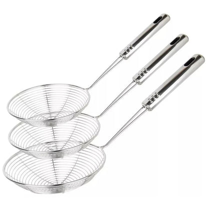 Set of 3 Spider Stainless Steel Strainer Skimmer Spoon For Cooking Frying Pasta Ausie Sales