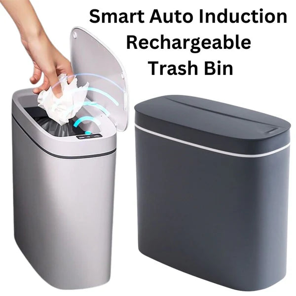 Smart Auto Induction Trash Can Rubbish Rechargeable Waste Bin Slim No Touching My Store