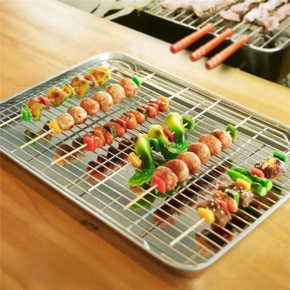 Stainless Steel Baking Tray with Cooling Rack Cookie Oven Kitchen Sheet Pan Set Ausie Sales
