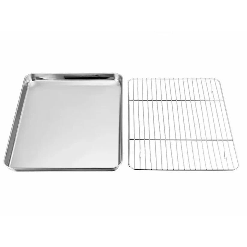 Stainless Steel Baking Tray with Cooling Rack Cookie Oven Kitchen Sheet Pan Set Ausie Sales