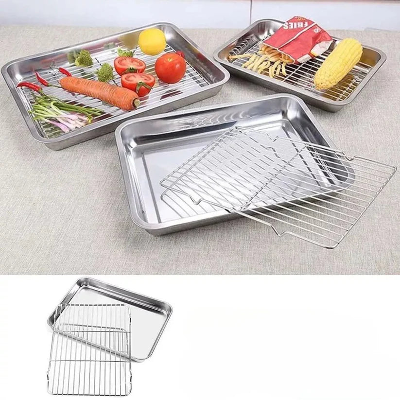Stainless Steel Baking Tray with Cooling Rack Cookie Oven Kitchen Sheet Pan Set Ausie Sales