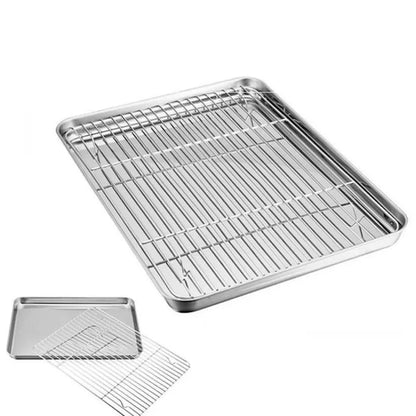 Stainless Steel Baking Tray with Cooling Rack Cookie Oven Kitchen Sheet Pan Set Ausie Sales