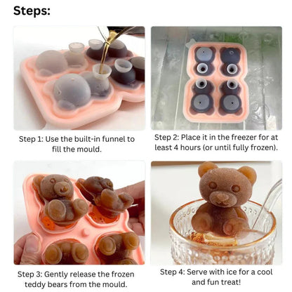 Teddy Bear Shape 3D Ice Cube Maker Silicone Moulds DIY Cake Chocolate Mould Tray Ausie Sales