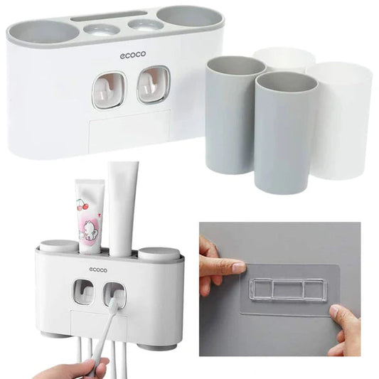 Toothbrush Holder Automatic Toothpaste Dispenser Set 5 Holder 4 Cups My Store