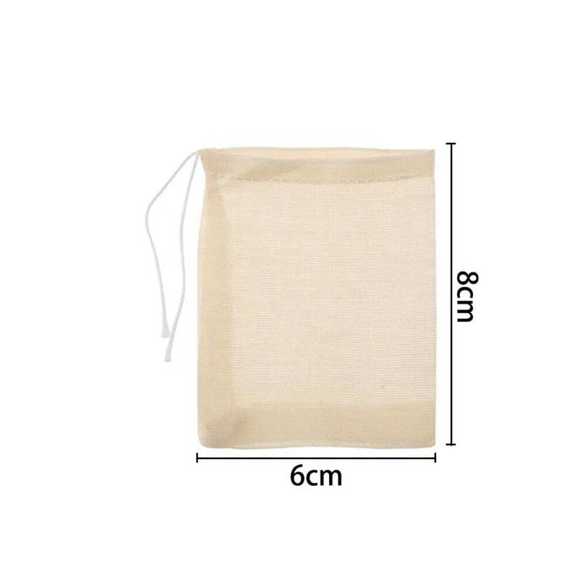 UP 50x Reusable Cotton Filter Bags 100% Cotton Muslin Spices Herbs Tea Soup Drawstring Ausie Sales
