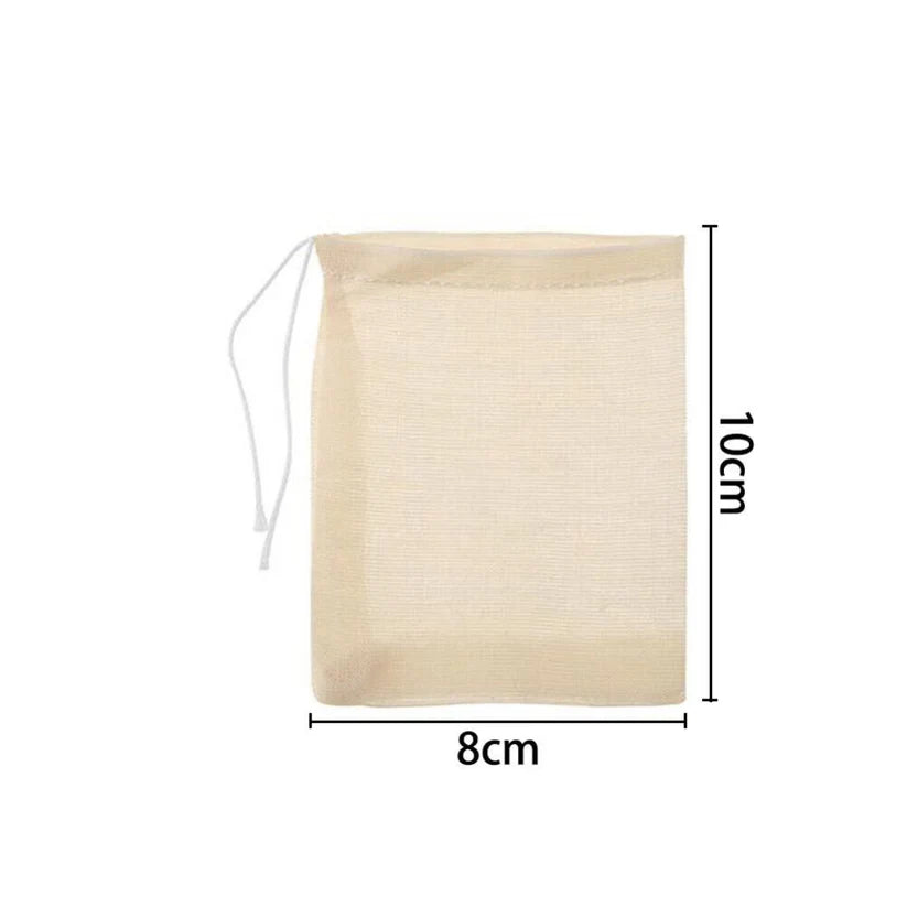 UP 50x Reusable Cotton Filter Bags 100% Cotton Muslin Spices Herbs Tea Soup Drawstring Ausie Sales
