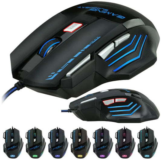 USB 5500DPI Gaming Mouse 7 Button LED Wired Optical Backlight Support Pro Ausie Sales