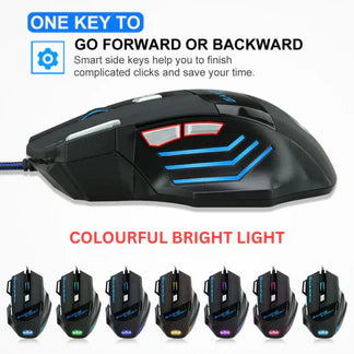 USB 5500DPI Gaming Mouse 7 Button LED Wired Optical Backlight Support Pro Ausie Sales