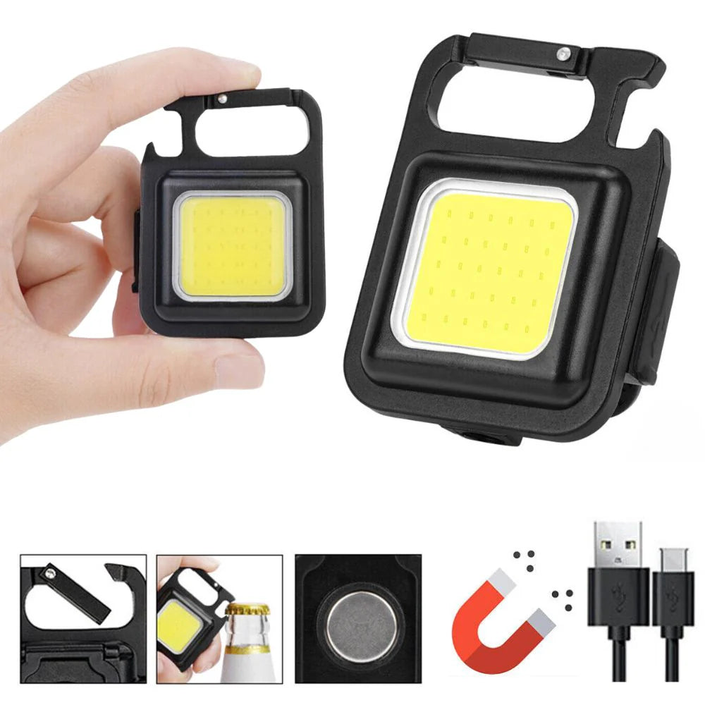 USB Rechargeable Mini Pocket COB LED Work Light Keychain Flashlight Torch Lamp Ausie Sales