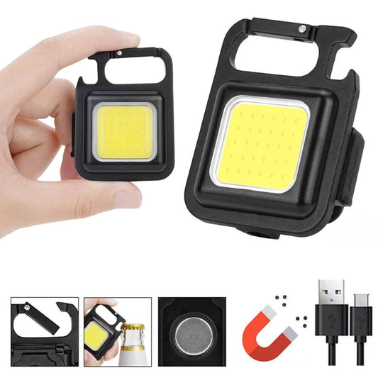 USB Rechargeable Mini Pocket COB LED Work Light Keychain Flashlight Torch Lamp Ausie Sales