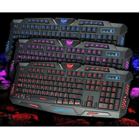 USB Wired Gaming Keyboard 3 Colour Illuminated Led Back-light Cool Ergonomic PC Ausie Sales