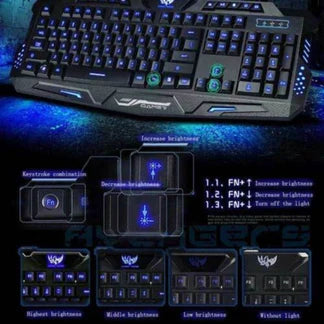 USB Wired Gaming Keyboard 3 Colour Illuminated Led Back-light Cool Ergonomic PC Ausie Sales