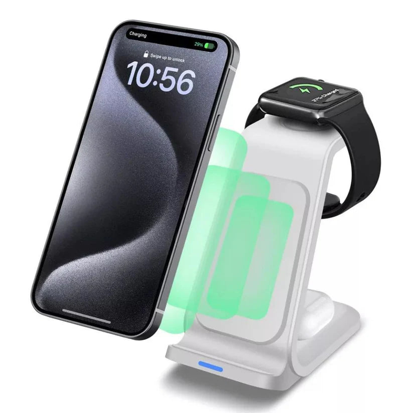 Wireless Charger Dock Charging Station 3 in 1 For Apple Watch iPhone SE-15 AirPods Ausie Sales
