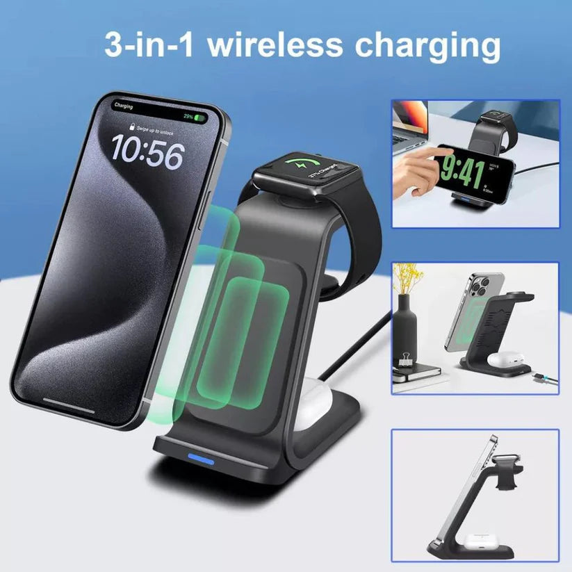 Wireless Charger Dock Charging Station 3 in 1 For Apple Watch iPhone SE-15 AirPods Ausie Sales