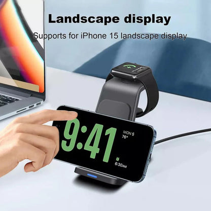 Wireless Charger Dock Charging Station 3 in 1 For Apple Watch iPhone SE-15 AirPods Ausie Sales