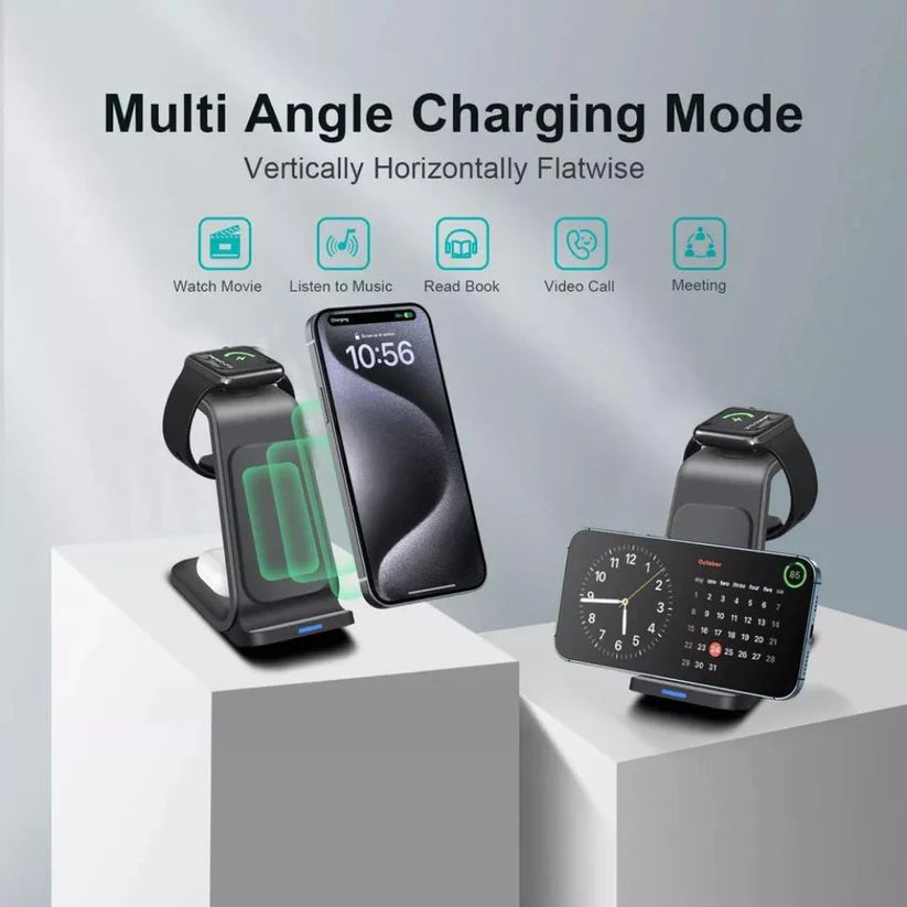 Wireless Charger Dock Charging Station 3 in 1 For Apple Watch iPhone SE-15 AirPods Ausie Sales