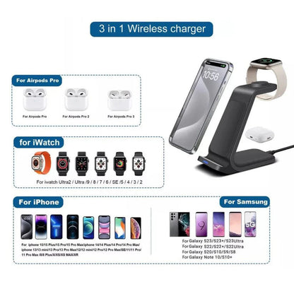 Wireless Charger Dock Charging Station 3 in 1 For Apple Watch iPhone SE-15 AirPods Ausie Sales